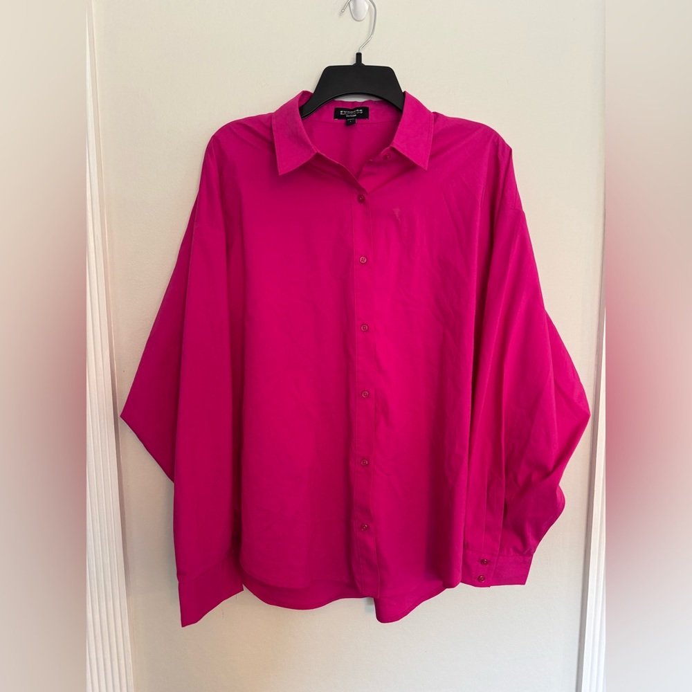 Express Cotton Poplin Boyfriend Shirt - Size Large - Picture 2 of 9
